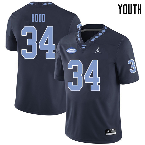 Jordan Brand Youth #34 Elijah Hood North Carolina Tar Heels College Football Jerseys Sale-Navy